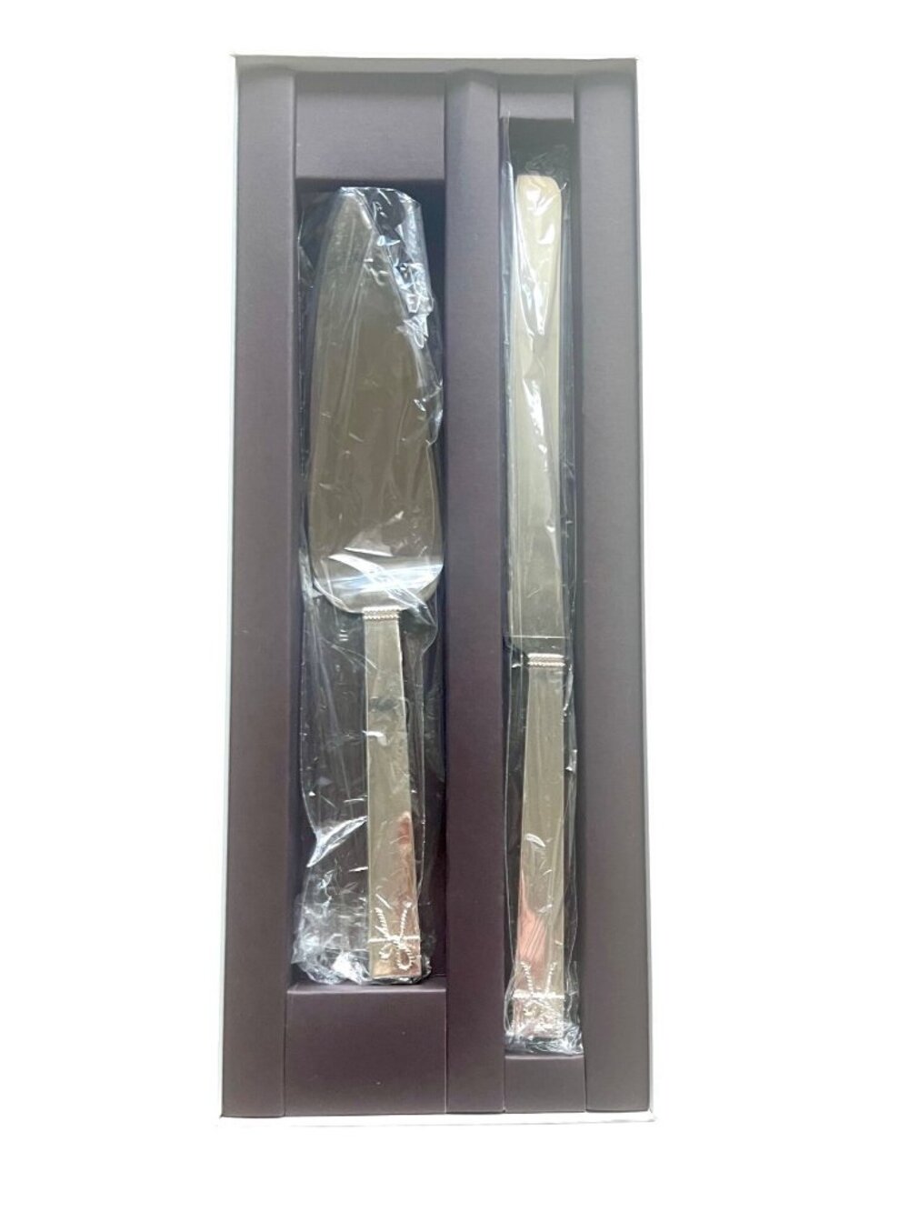 Vera Wang Wedgwood Love Knots Cake Knife & Server Set Silver Plated Wedding NWT - Picture 6 of 12